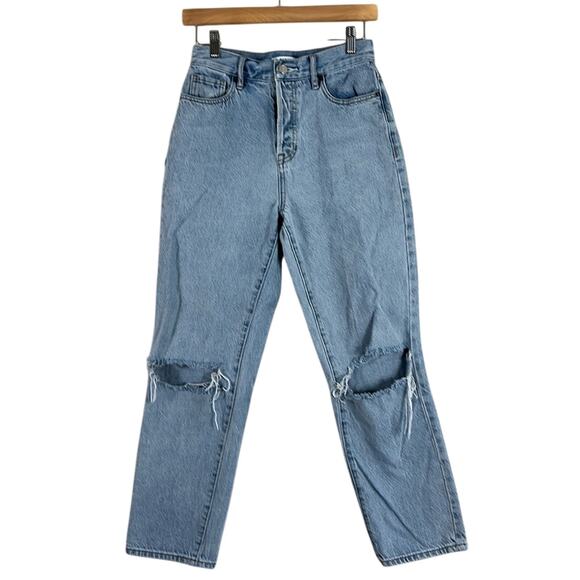 Pacsun Jeans Womens 25 Light Wash High Rise Crop Boyfriend Rigid Distressed - Picture 1 of 6